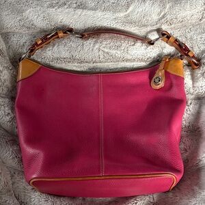 Dooney & Bourke Pink and Tan Pebble Grain Hobo Bag